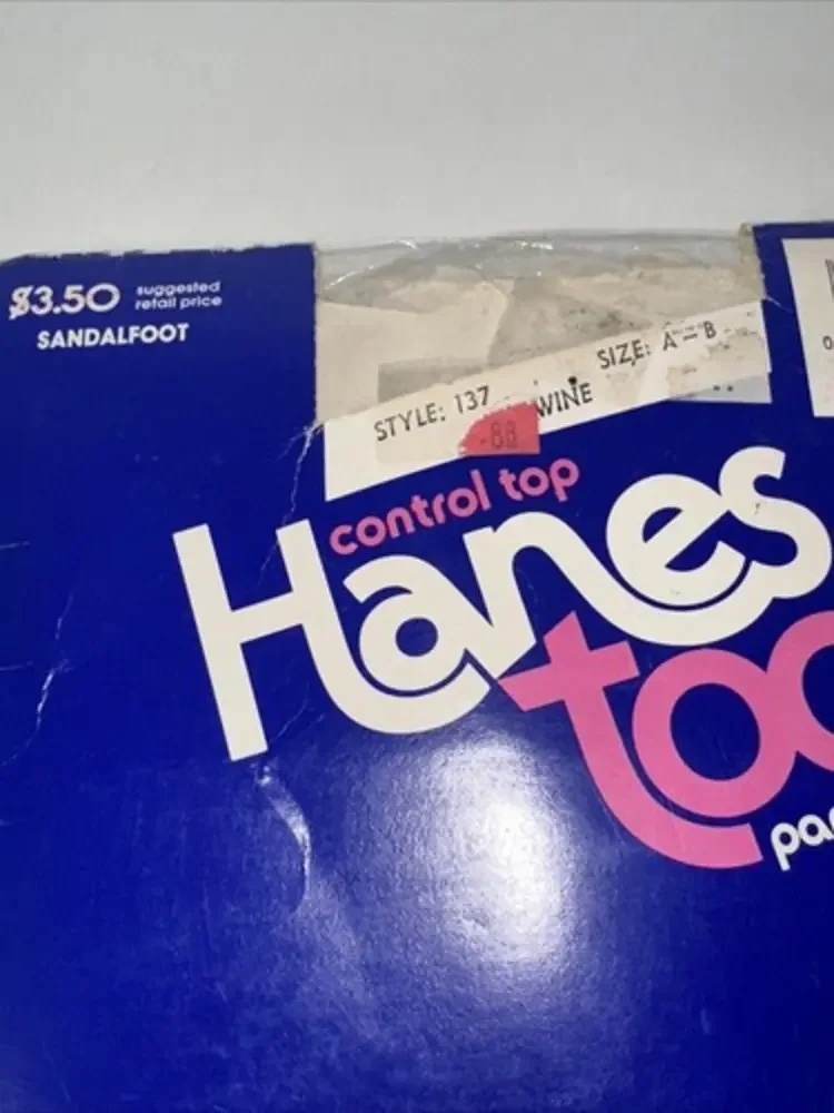 HTF VINTAGE Hanes Too‎ Sheer Pantyhose Control Top Sandalfoot SZ AB Travel Wine